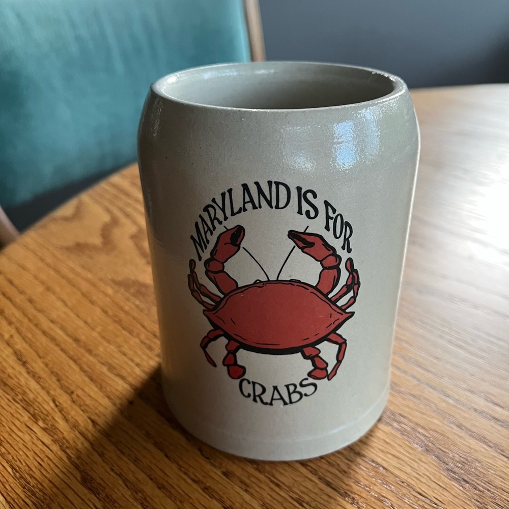 Vintage Maryland Crab Stoneware Mug Stein
